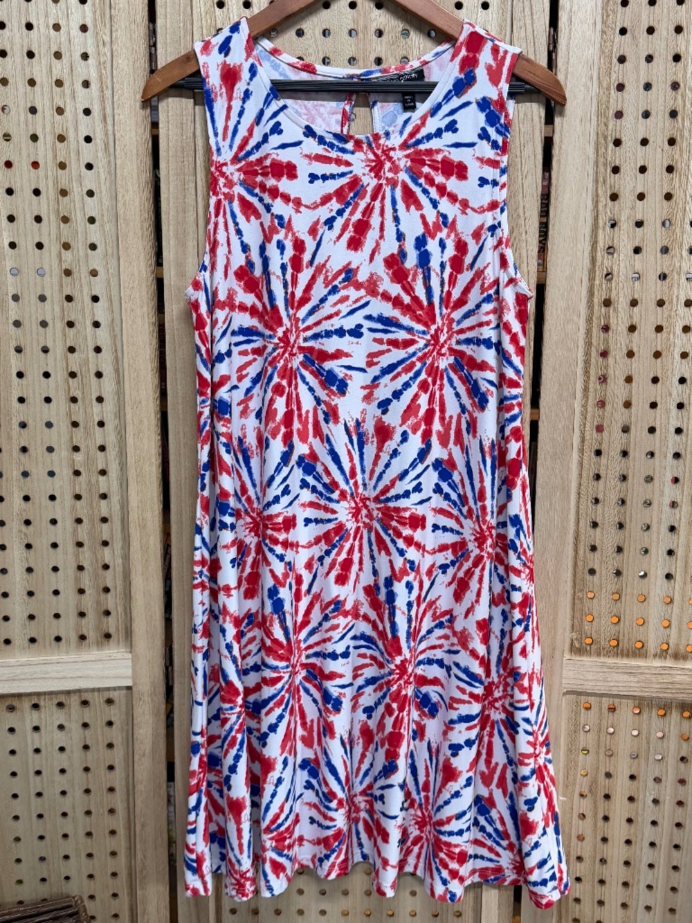Allison Brittney Red White Blue Firework Print Swing Dress Medium